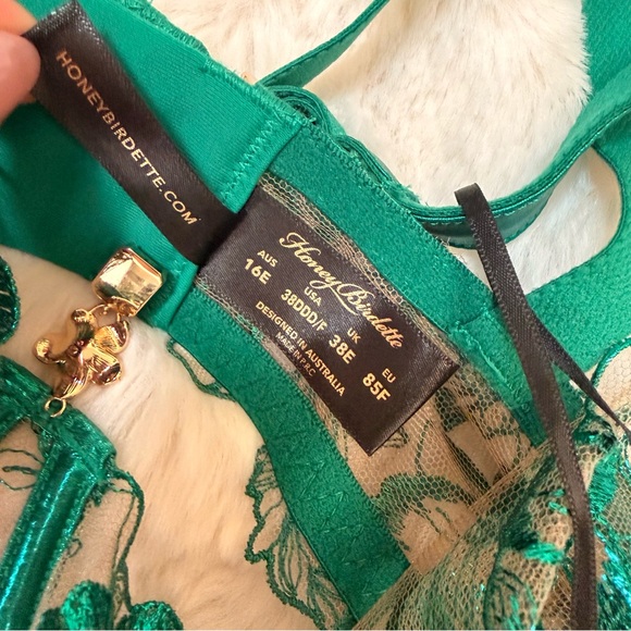 NWT Honey Birdette Willow Underwire plunge bra in Emerald size 38DDD - Picture 6 of 14